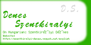 denes szentkiralyi business card